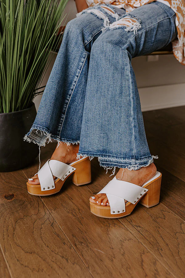 The Mellow Faux Leather Heel in White | Impressions Online Boutique