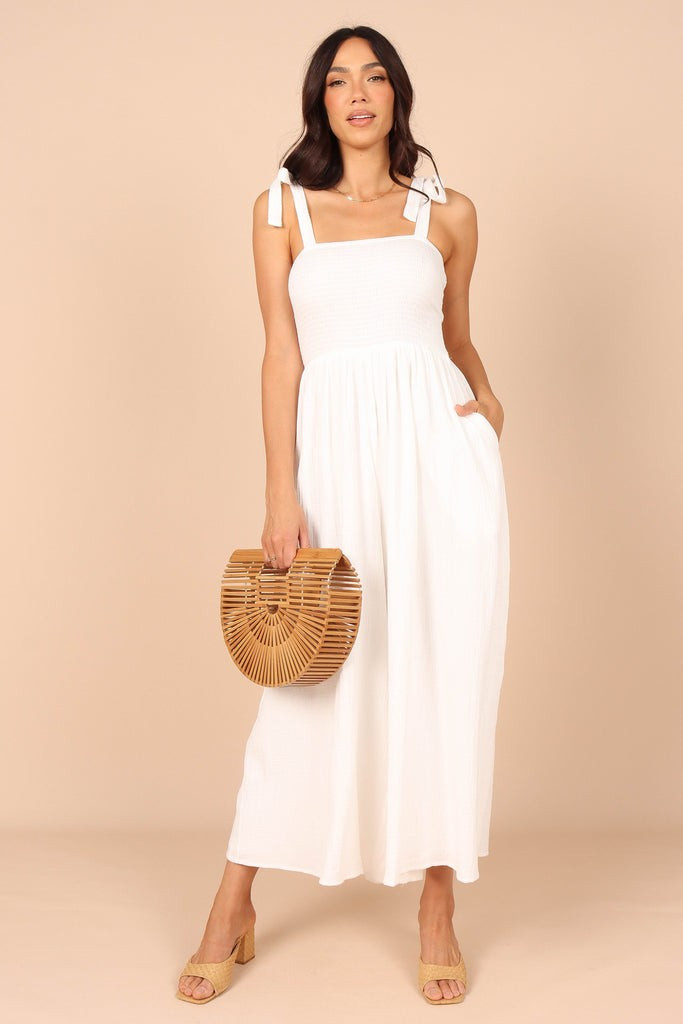 Miles Wide Leg Jumpsuit - White | Petal & Pup (US)