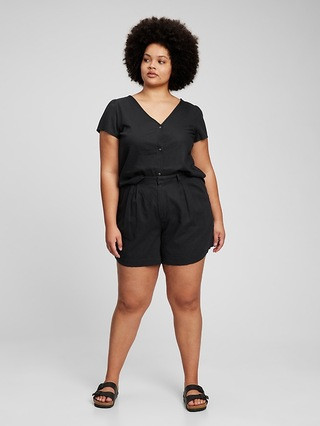 High Rise Linen Blend Pleated Shorts | Gap (US)