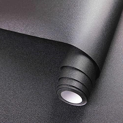 Black Wallpaper 15.7in X 118in Solid Black Wallpaper Matte Grainy Textured Black Wallpaper Peel a... | Amazon (US)