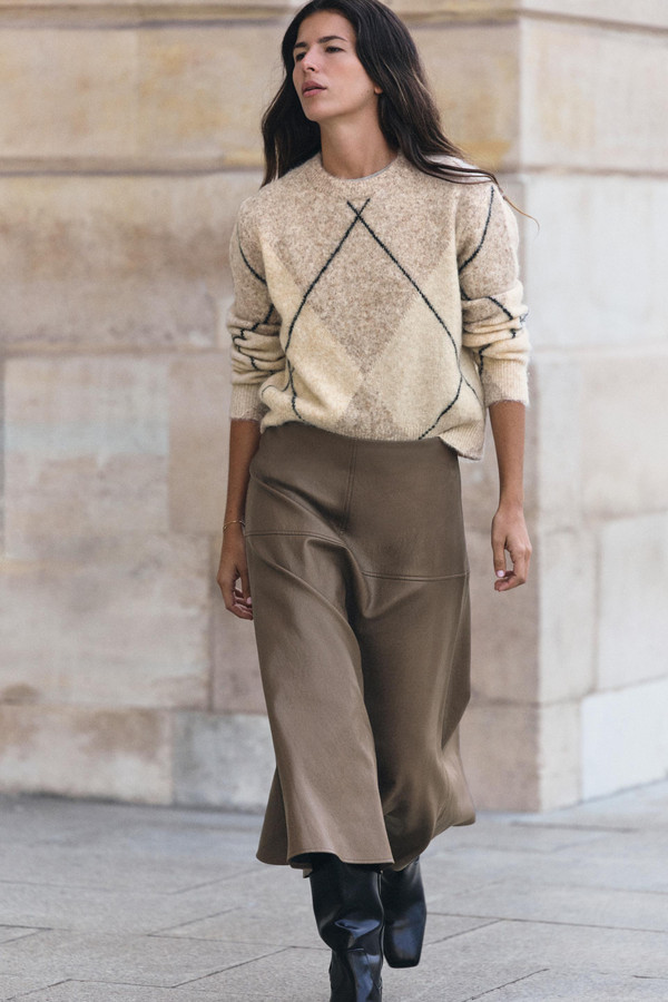Pull en maille à losanges effet brossé