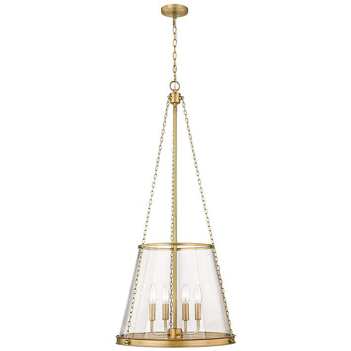 Z-Lite Prescott 18" Wide Rubbed Brass Metal 4-Light Cone Pendant | www.lampsplus.com | Lamps Plus