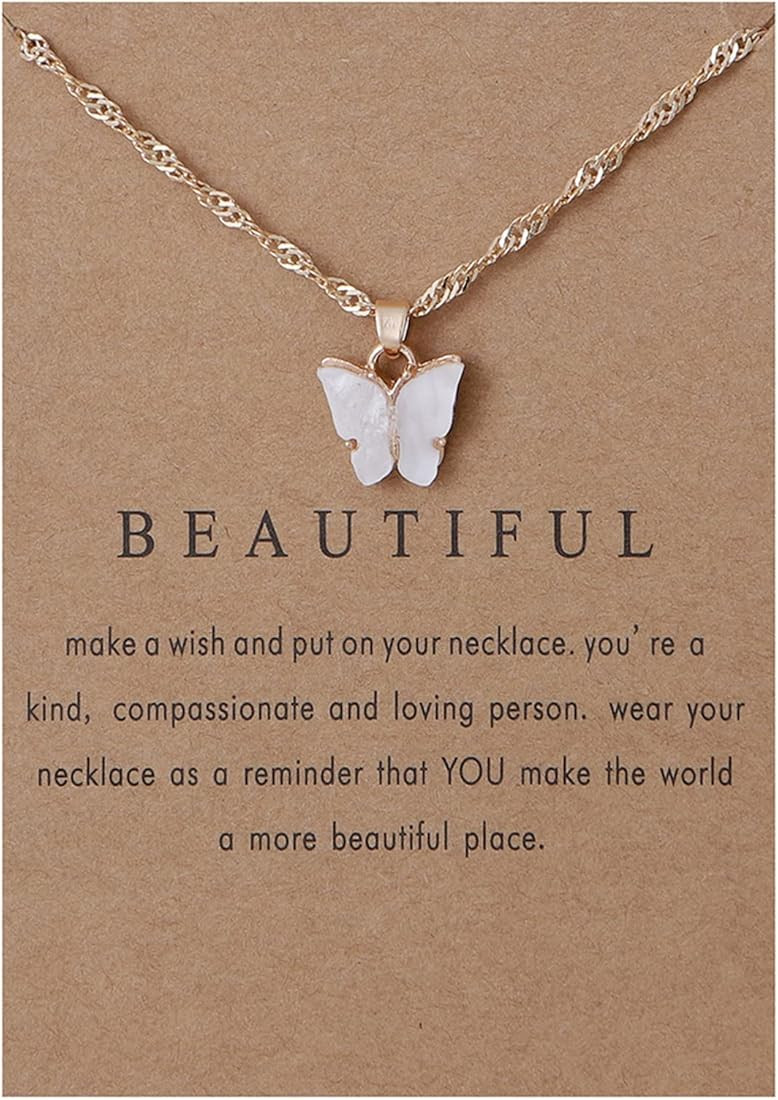 Colorful Acrylic Butterfly Pendant Necklace Bohemian Adjustable Retro Card Clavicle Chain Insect ... | Amazon (US)