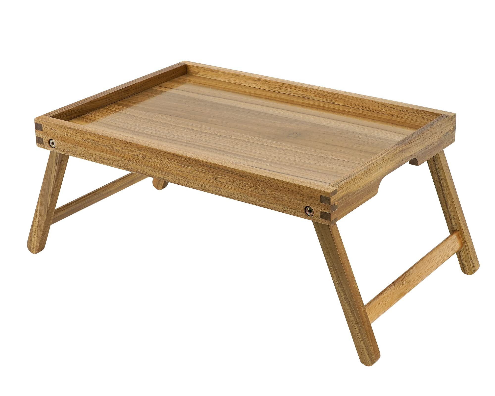 VaeFae Acacia Bed Table Tray, Wooden Breakfast Tray with Folding Legs, Bed Tray for Eating and La... | Amazon (US)