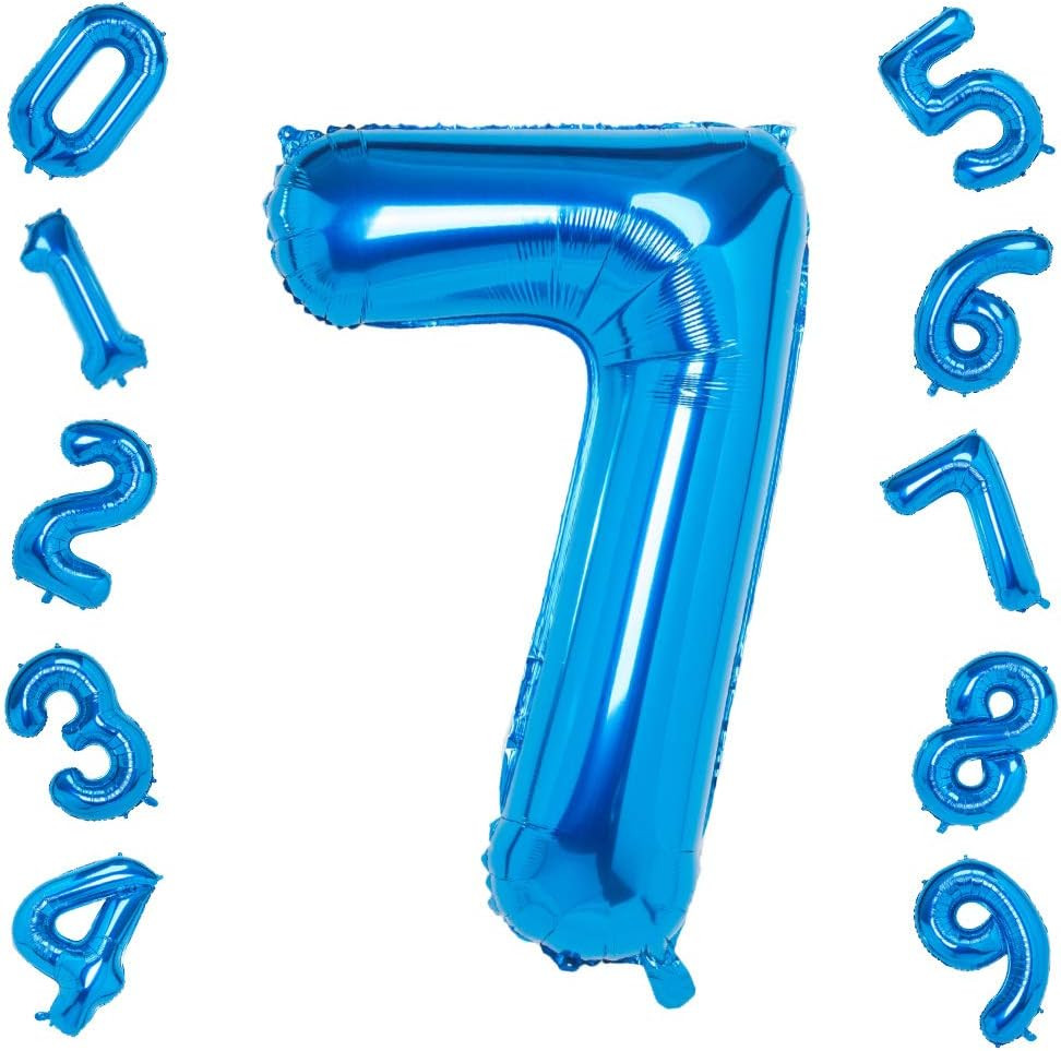 Blue 7 Balloons,40 Inch Birthday Foil Balloon Party Decorations Supplies Helium Mylar Digital Bal... | Amazon (US)