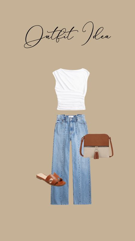 Outfit inspo! Neutral style- Abercrombie style- 90’s relaxed jeans- target sandals- amazon purse 

#LTKstyletip #LTKSpringSale #LTKfindsunder50