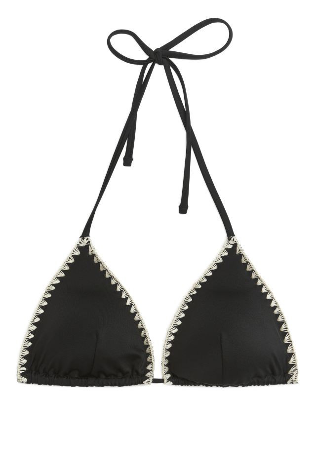 Embroidered Triangle Bikini Top | H&M (UK, MY, IN, SG, PH, TW, HK)