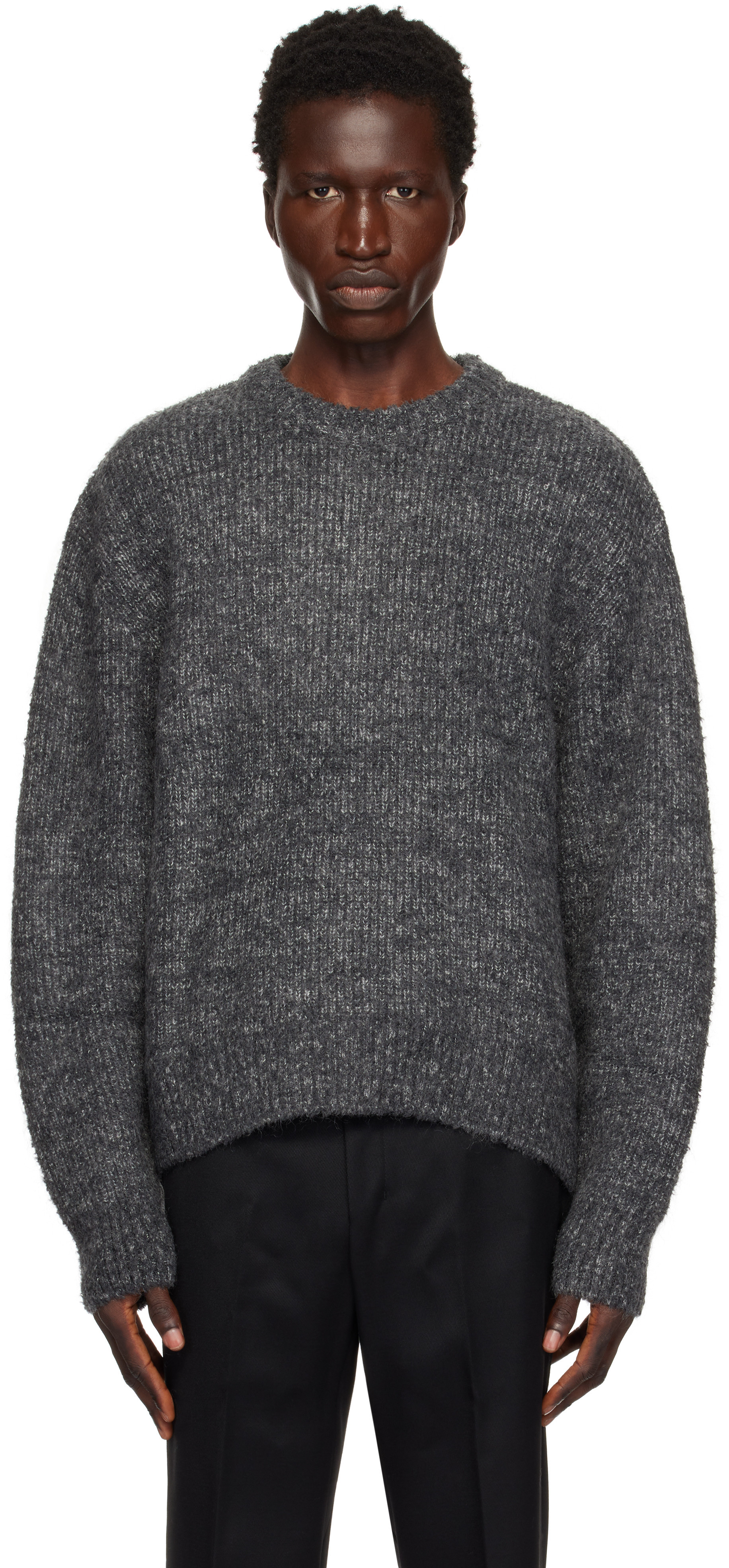WOOYOUNGMI Gray Hairy Sweater | SSENSE