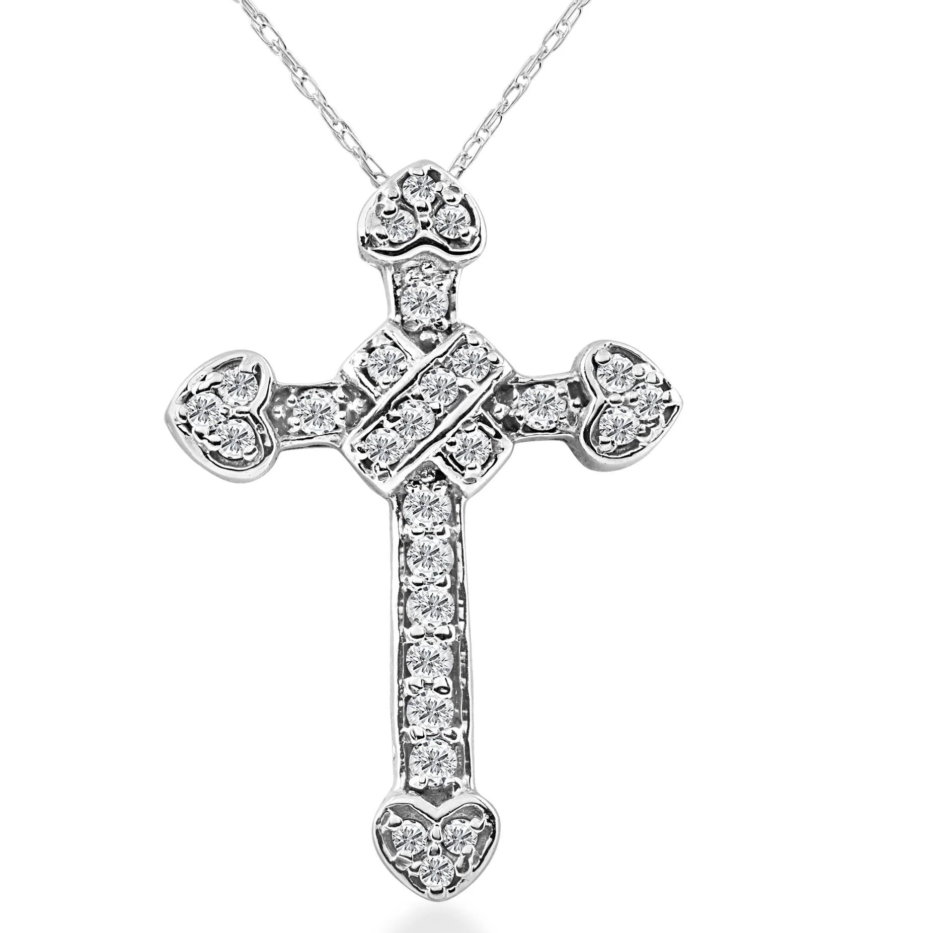 1/2ct Fancy Unique Diamond Cross Pendant 14K White Gold | Shop Simon