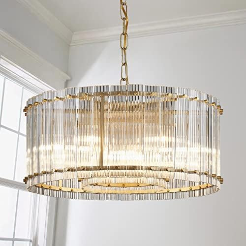 Saint Mossi Moder Glass Chandelier Light Fixture, Doule Layer Drum Pendant Modern Chandelier Ligh... | Amazon (US)