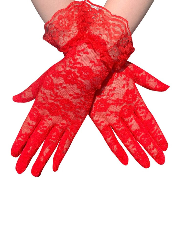 Floral Lace Flounce Cuff Gloves | SHEIN