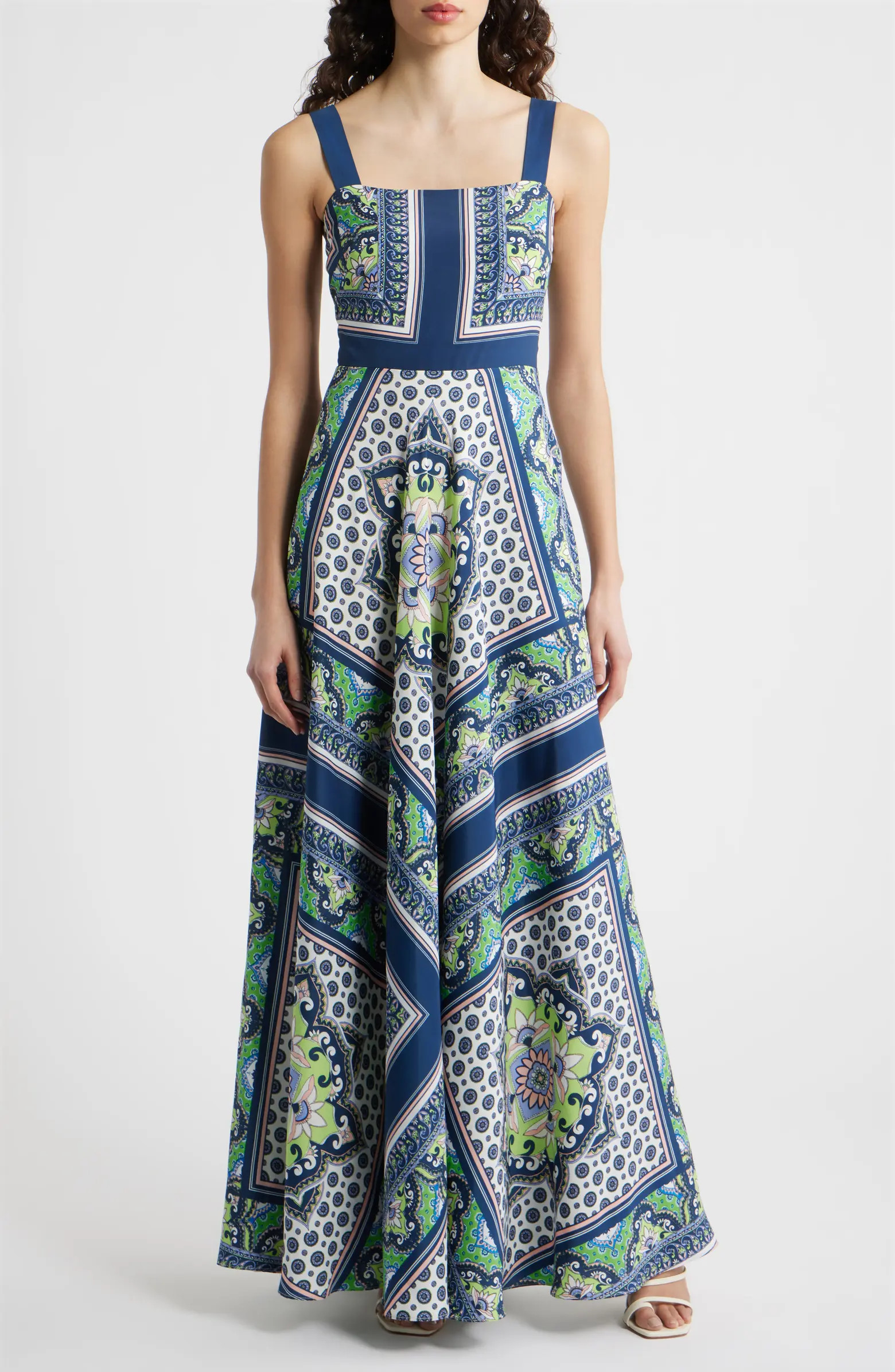 Scarf Print Sleeveless Maxi Dress | Nordstrom