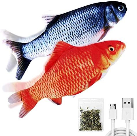 TOOGE 2 Pack 11" Electric Moving Fish Cat Toy Realistic Interactive Flopping Fish Cat Kicker Catn... | Amazon (US)