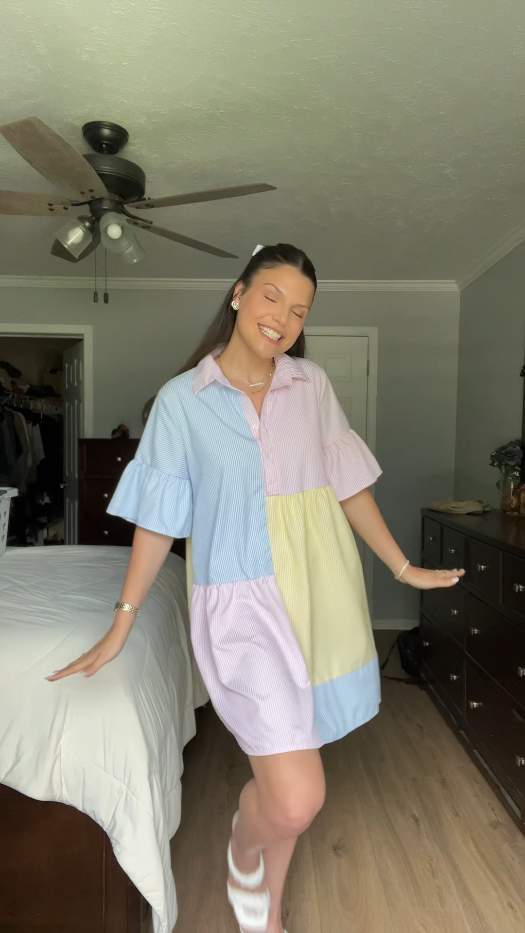 casual dress, summer dress, color block dress, amazon dress, target heels, white heels, summer fashion,  white bow, half up hairstyles, mixed metal jewelry, two tone jewelry, amazon fashion, target style, wedding guest outfit, bridal shower dress, baby shower dress

#LTKWedding #LTKFindsUnder50 #LTKSeasonal