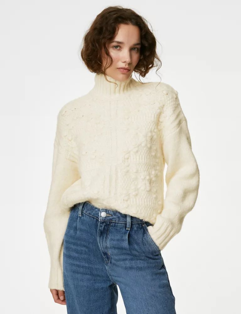 Cable Knit Longline Jumper with Wool | Marks and Spencer CA