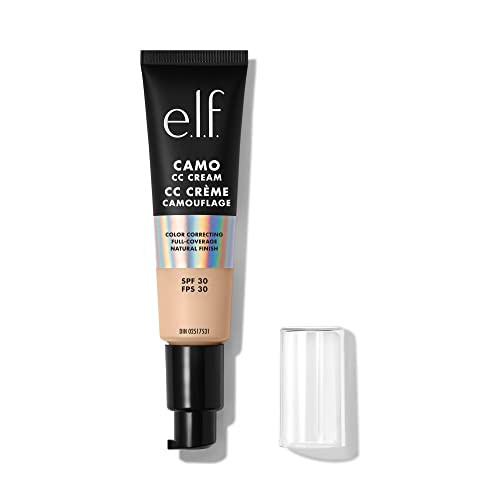 e.l.f. Camo CC Cream, SPF 30 Color-Correcting Medium-To-Full Coverage Face Foundation, Delivers An Airbrushed Finish, Vegan & Cruelty-Free, Fair 120 N | Amazon (US)