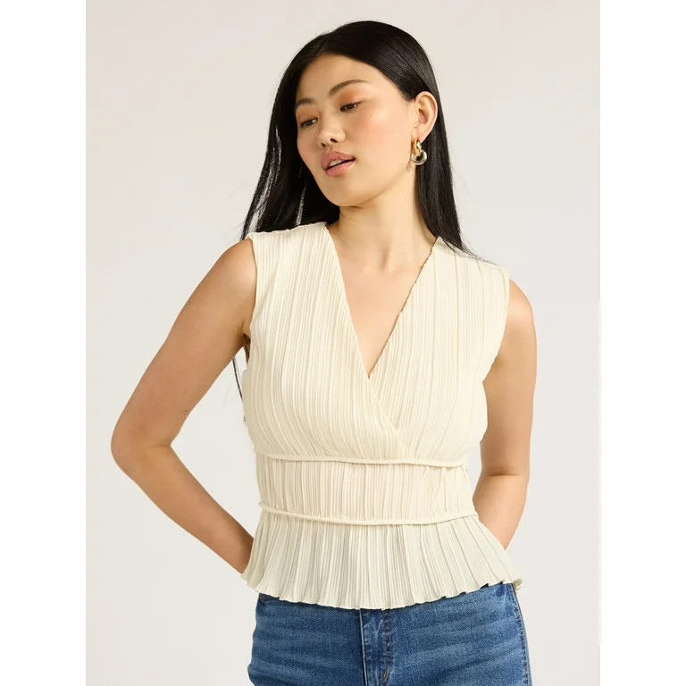 Scoop Women’s Sleeveless Pleated Top, Sizes XS-XXL | Walmart (US)