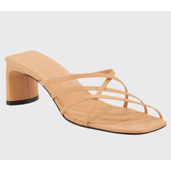 EUC Neous Mannia Leather Slide criss cross Sandals kitten heel in Beige sz: 38.5 | Poshmark
