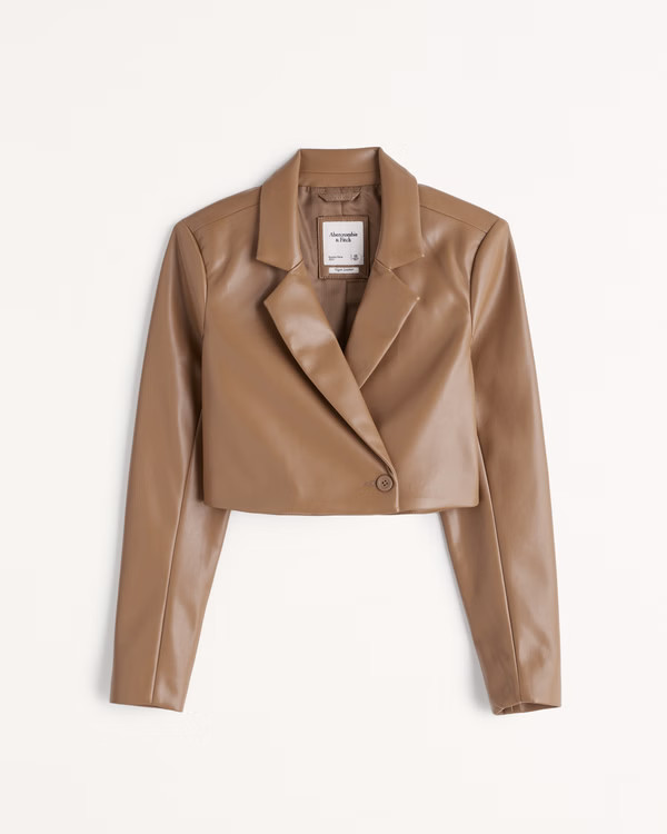 Cropped Vegan Leather Blazer | Abercrombie & Fitch (US)