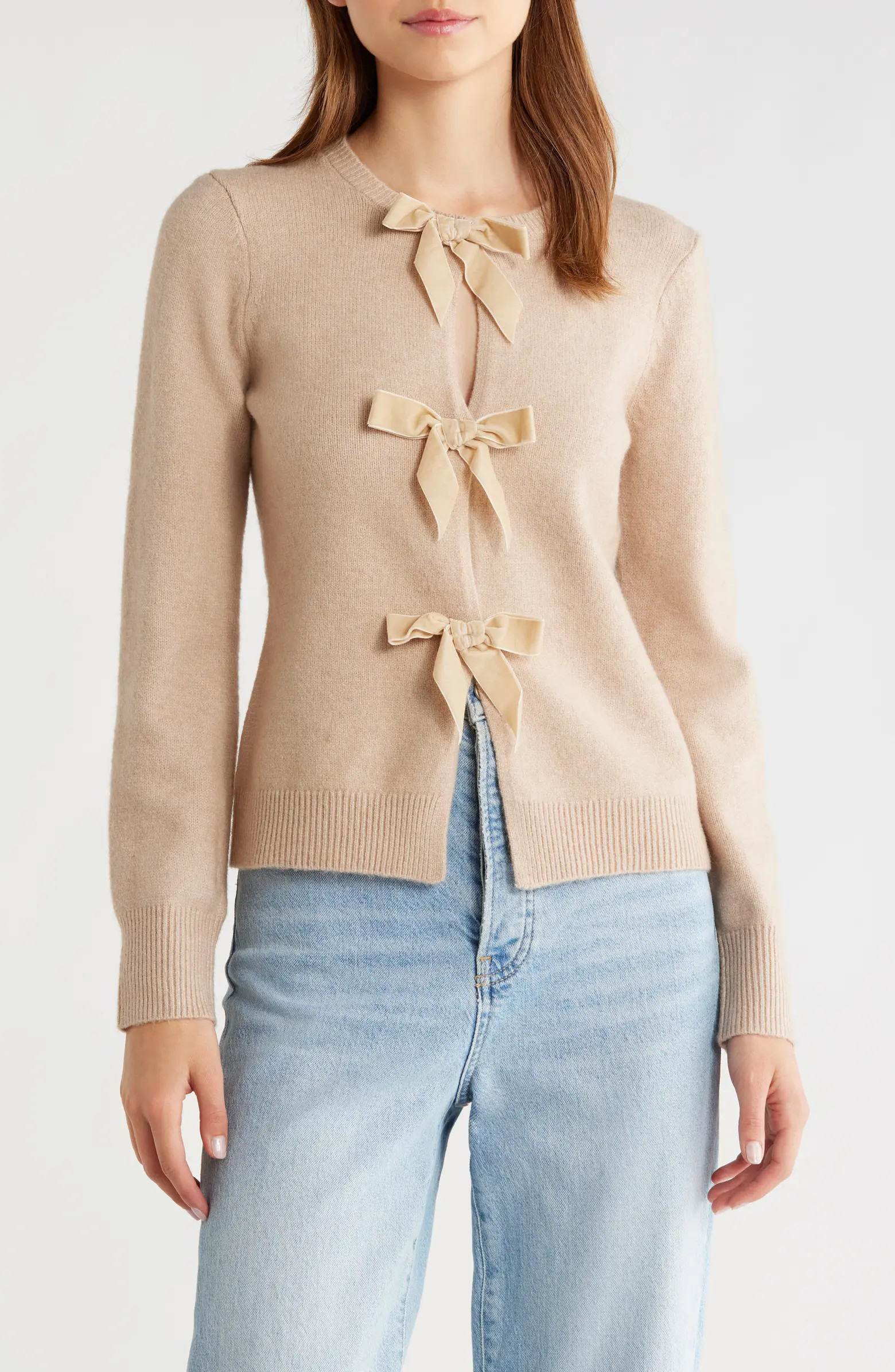 Kayla Velvet Bow Front Cardigan | Nordstrom