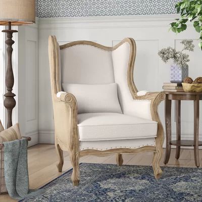 Hucklow Wingback Chair Fabric: Light Sand, Leg Color: Brushed Smoke | Wayfair North America