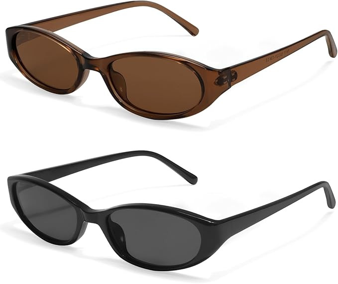 Retro Oval Sunglasses for Women 2026 90s Small Chic Cat Eye Sun Glasses Sunnies Lightweight Shade... | Amazon (US)