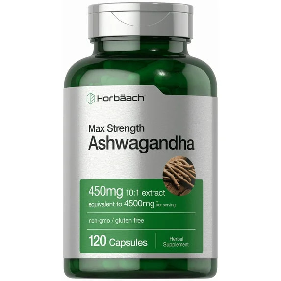 Ashwagandha Capsules | Max Strength Supplement | 120 Pills | Non-GMO, Gluten Free | by Horbaach | Walmart (US)