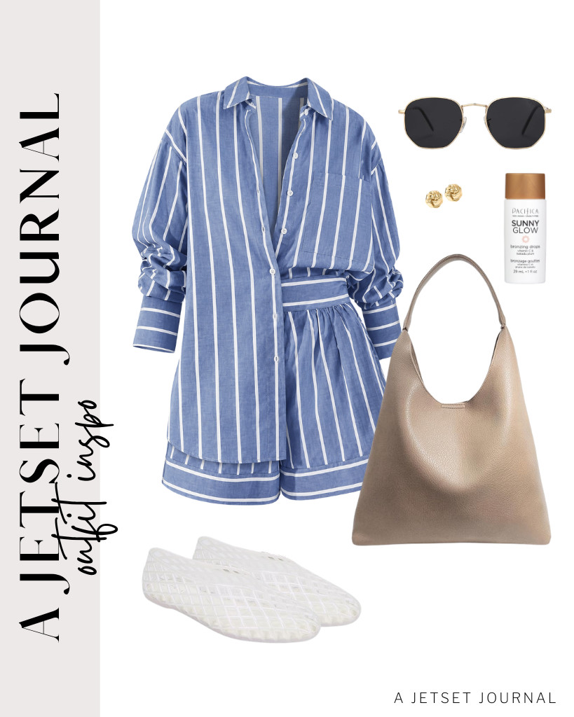 Tankaneo’s 2-piece striped set is a neat outfit. For your footwear, you can step into these jelly ballet flats from LUCKY STEP. Grab this shoulder bag from HOXIS and pop in these love knot stud earrings, and you’re good to go.

#LTKSeasonal #LTKSaleAlert #LTKTravel
 

 