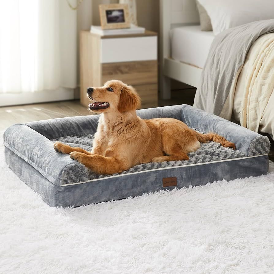 BFPETHOME Dog Beds for Large Dogs, Orthopedic Dog Bed for Medium Large Dogs, Egg- Foam Dog Crate ... | Amazon (US)