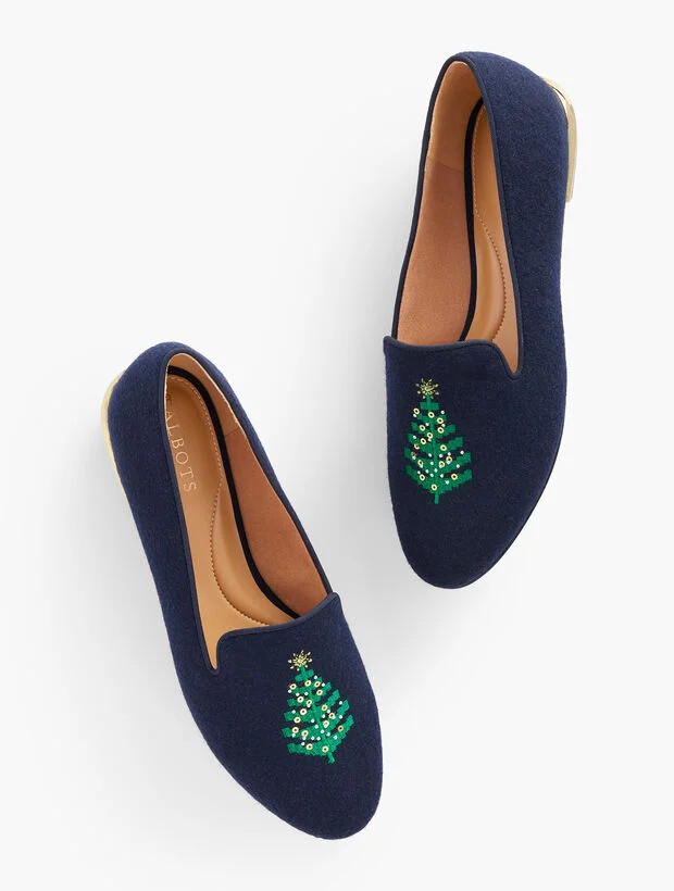 Ryan Embroidered Tree Flannel Loafers | Talbots