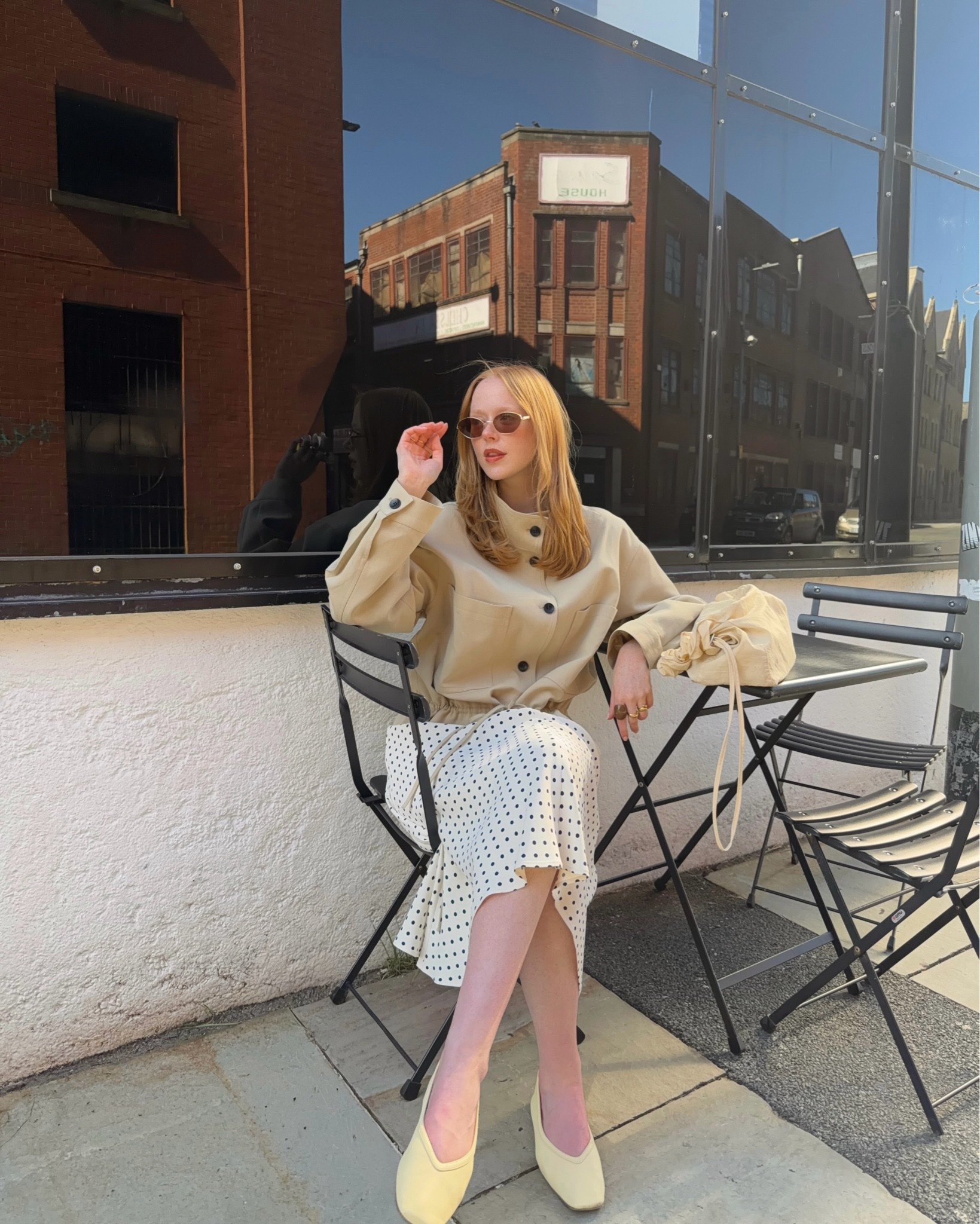 Polka Dot, Polka Dot Dress, Funnel Neck Jacket, Bubble Jacket, High Collar Jacket, Ballet Flats

#LTKspring #LTKuk #LTKeurope