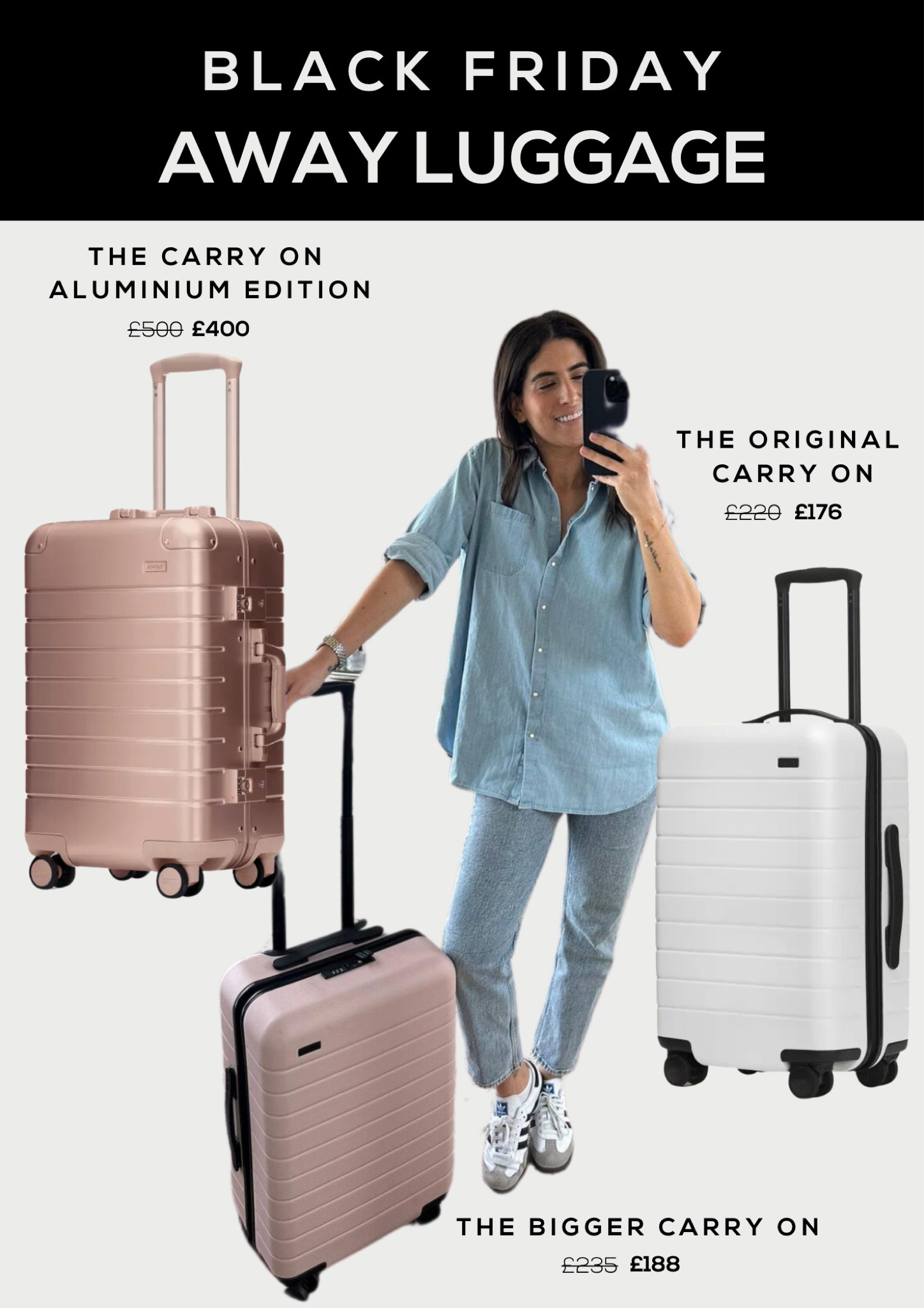 Luggage | Black Friday Deals 
Away suitcase. Luggage. Travel. Carry on suitcase. Rimowa dupe. 

#LTKeurope #LTKCyberSaleUK #LTKCyberWeek