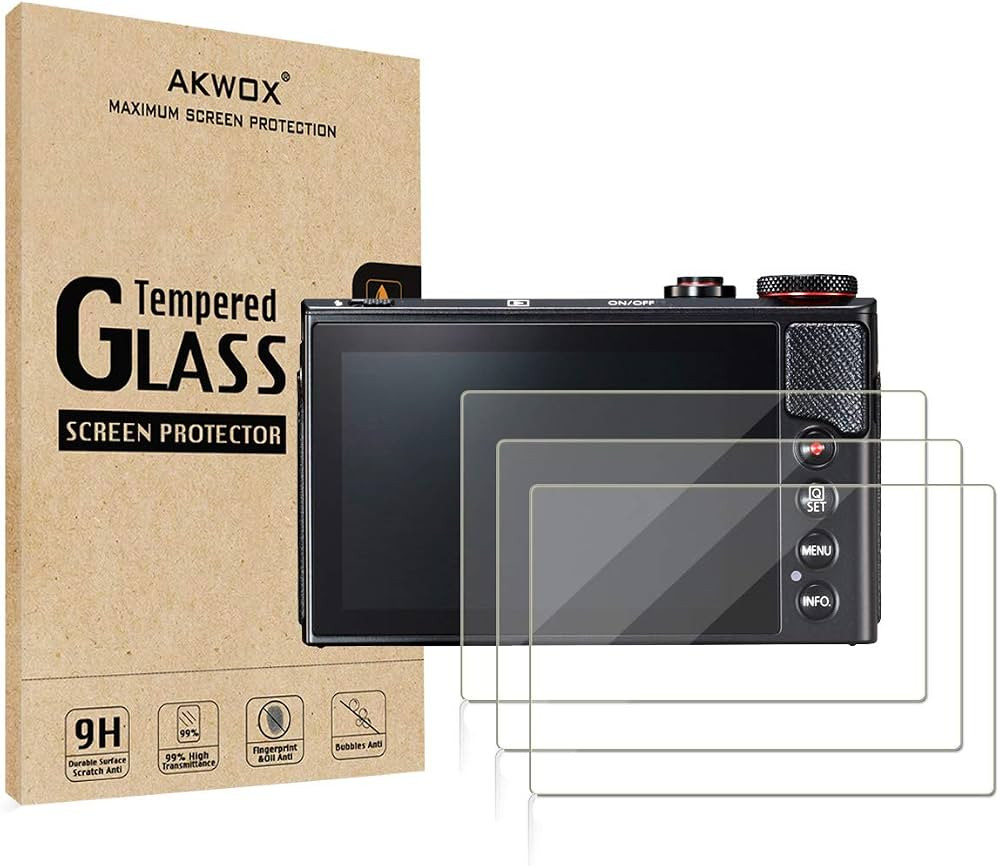 AKWOX [3-Pack] Tempered Glass Screen Protector for Canon G7X Mark II G9X G9XII G7X G5X, 9H LCD Pr... | Amazon (US)