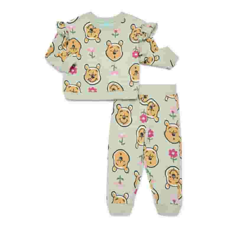 Winnie the Pooh Baby Girls Fleece Crewneck Top and Pants Set, 2-Piece Sizes 0M-24M | Walmart (US)