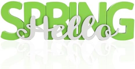 COCHIE Wooden Hello Spring Sign, Spring Decorations for Home, Office, Shelf, Mantel, Indoor, Wood... | Amazon (US)