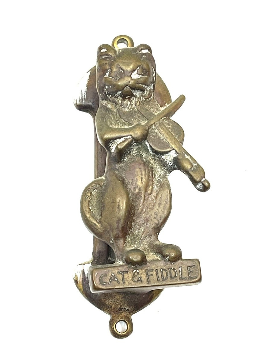 Antique Bronze Brass Nursery Rhyme Cat & Fiddle Door Knocker | eBay US