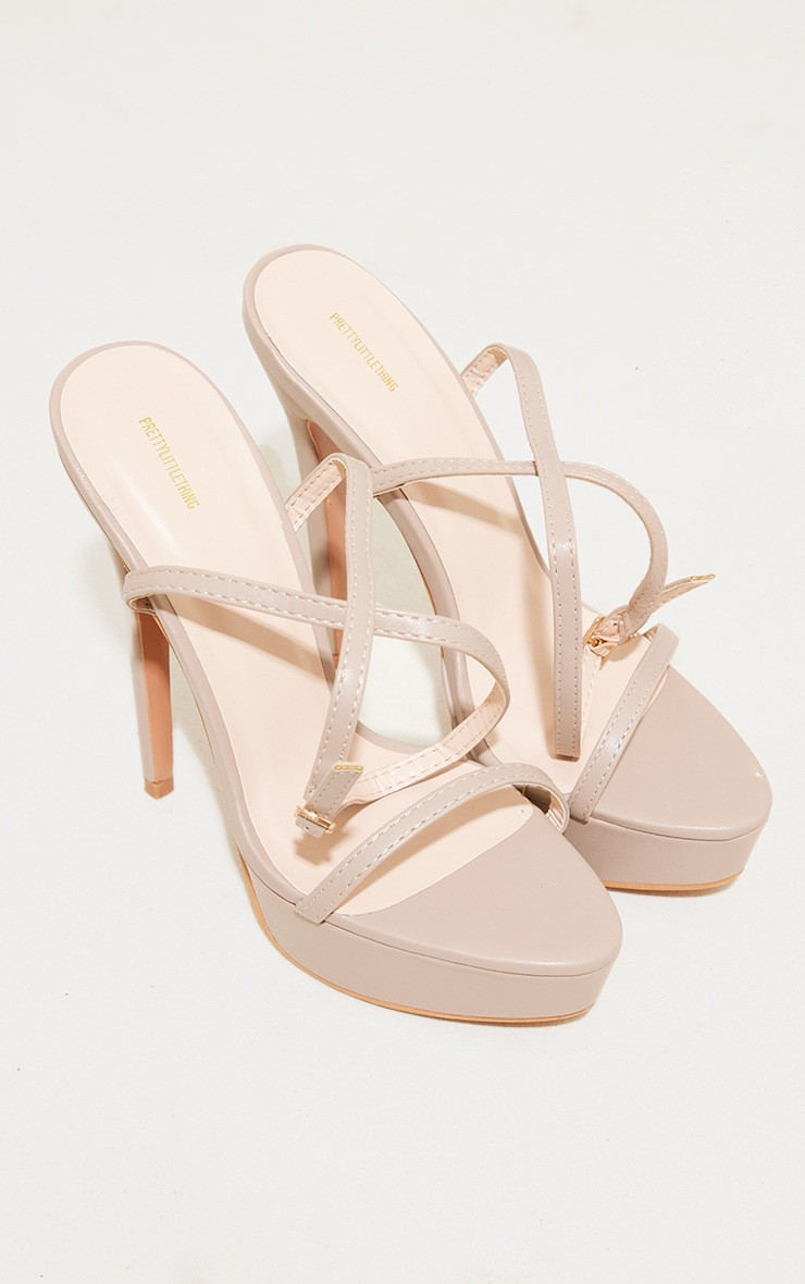 Sand PU Platform Strappy High Heels | PrettyLittleThing US