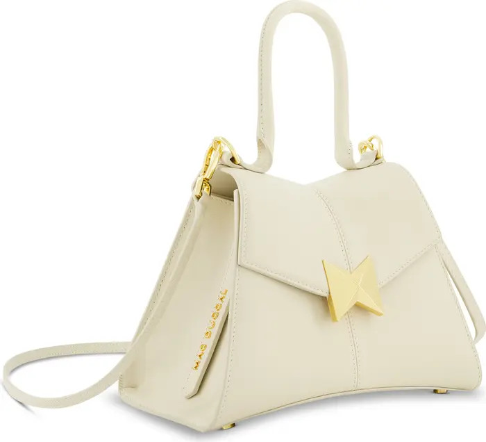 Mac Duggal Gold Hardware Detail Angular Top Handle Small Leather Handbag | Nordstrom | Nordstrom