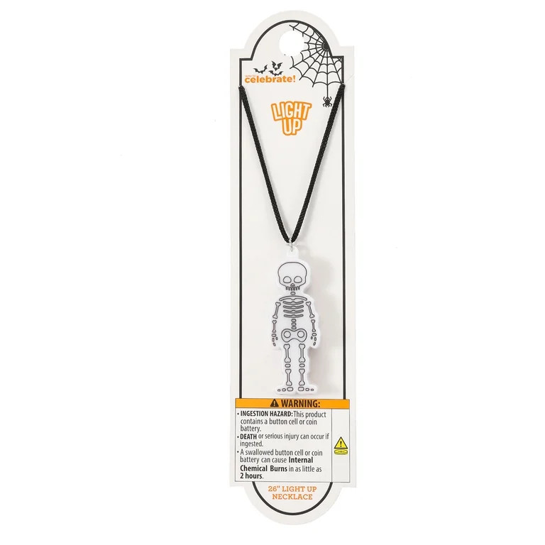 Way to Celebrate Skeleton Light-Up Halloween Pendant Necklace, 1 Piece | Walmart (US)