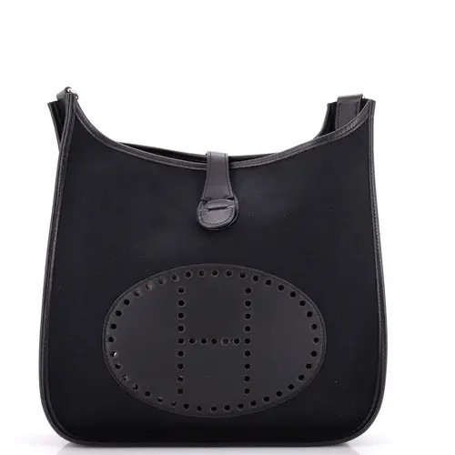 Pre-Owned Hermes Evelyne Bag Gen I Toile and Leather GM in Black at Nordstrom, Size Medium | Nordstrom