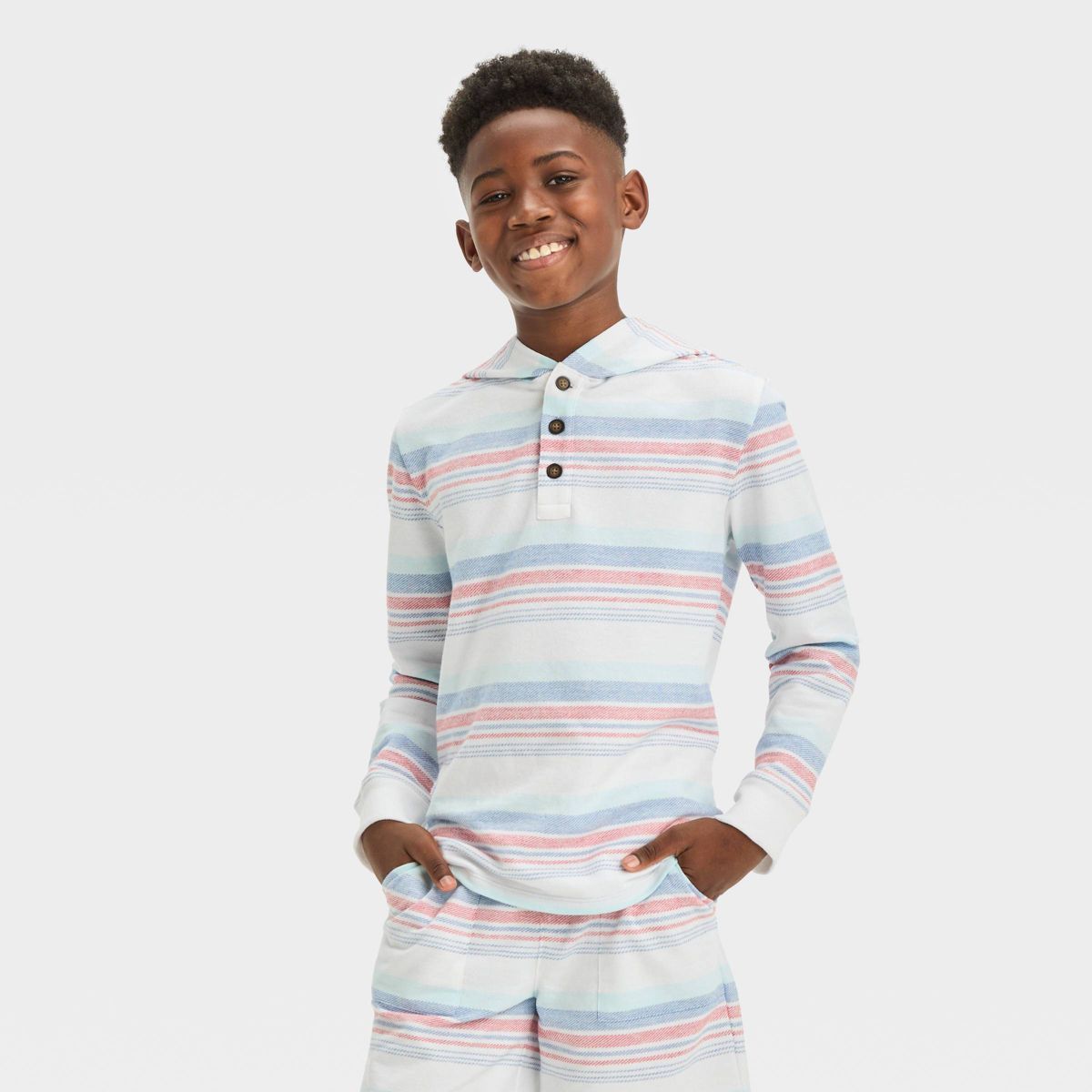 Boys' Americana Striped Beach Pullover Sweatshirt - Cat & Jack™ White | Target