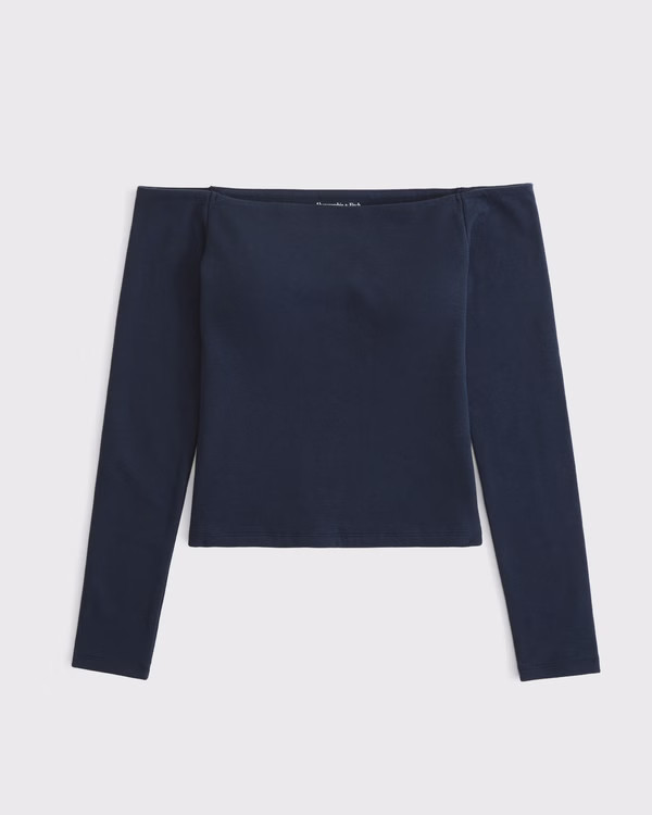 Bra-Free Off-The-Shoulder Long-Sleeve Top | Abercrombie & Fitch (US)