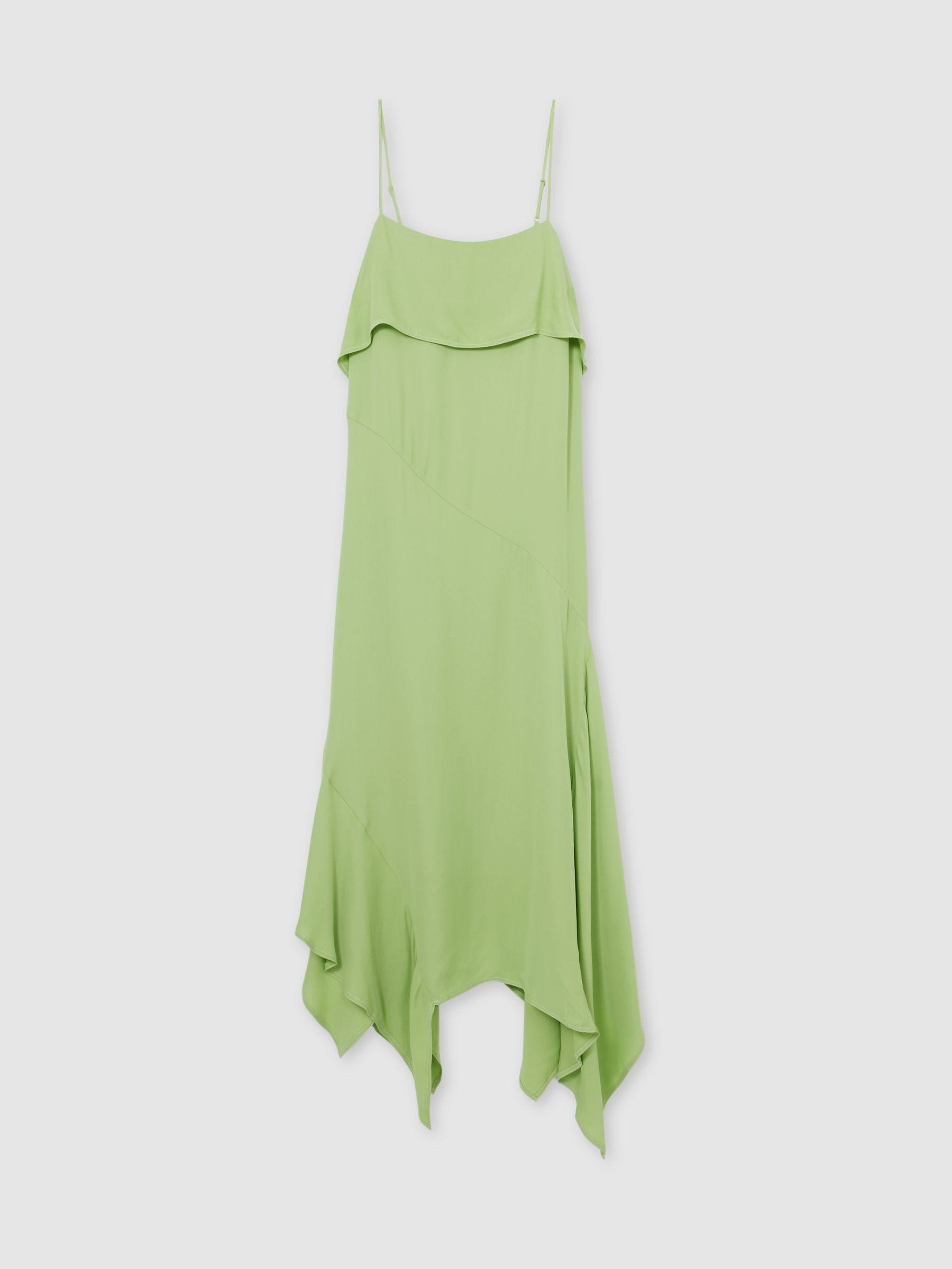 Reiss Ruffle-Detail Midi Dress in Green - REISS | Reiss UK