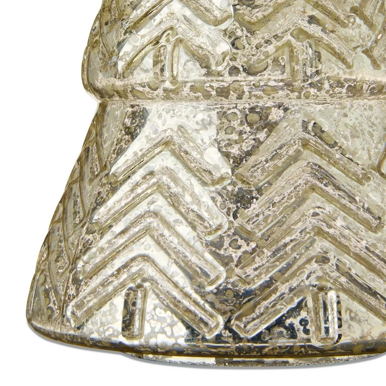 Glass Ribbed Christmas Tree Tabletop Decoration, Silver, 9.3", by My Texas House - Walmart.com | Walmart (US)