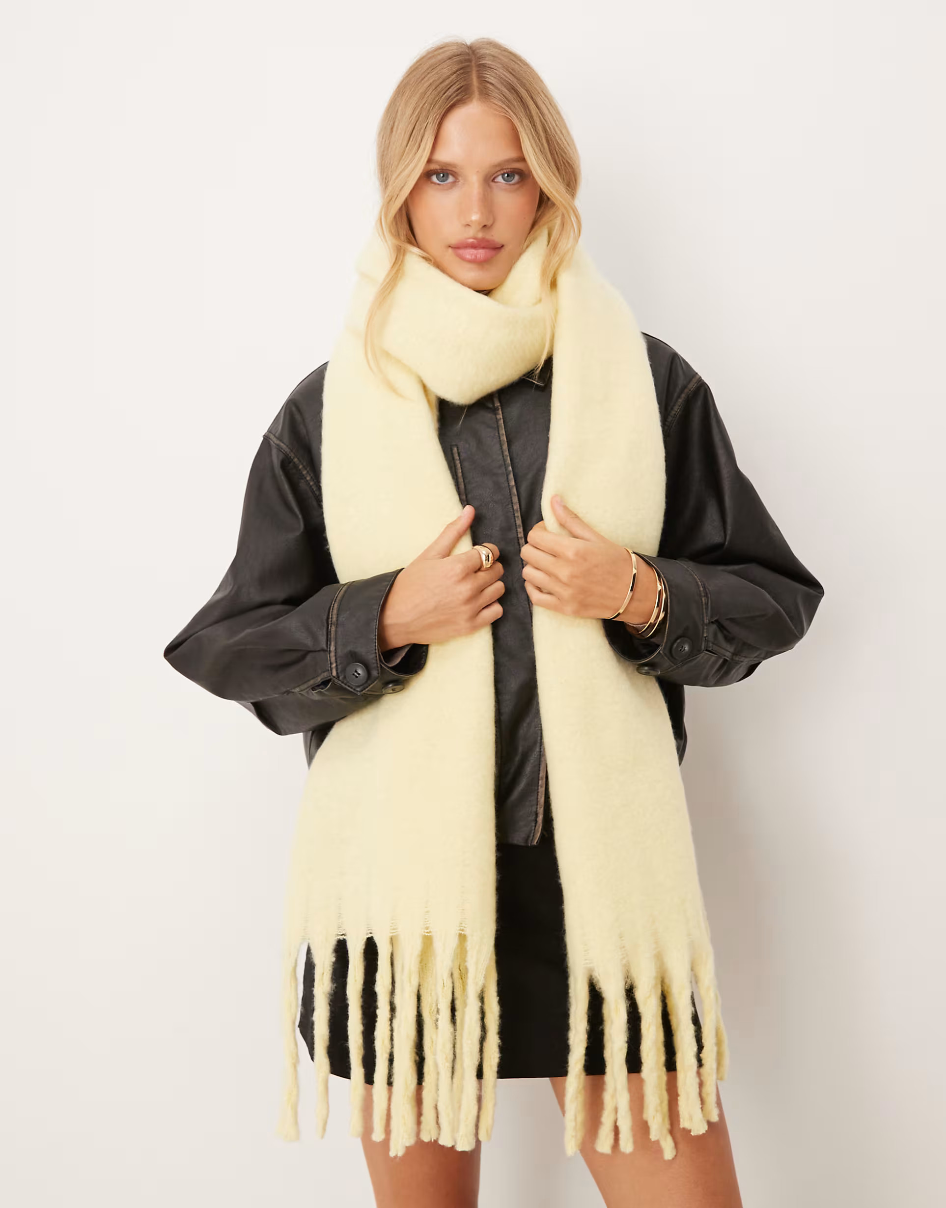 My Accessories supersoft oversized blanket scarf in butter yellow | ASOS (Global)