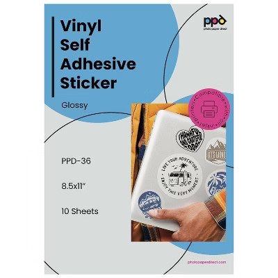 PPD Glossy Vinyl Sticker Paper 8.5X11" 10 sheets for Inkjet Printers | Target