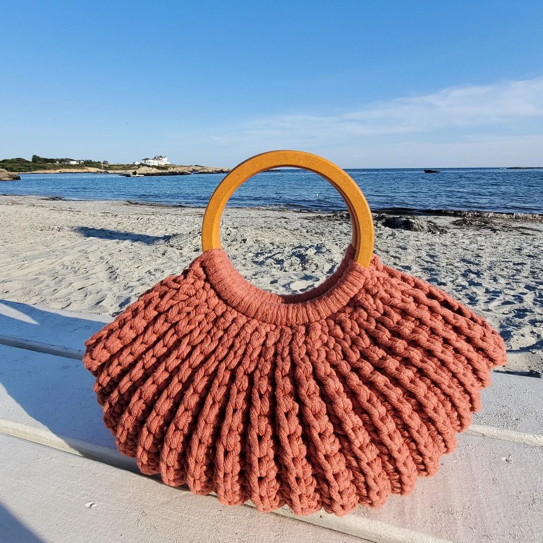 Mellie Purse Large Crochet Handbag With Wooden Handles - Etsy | Etsy (US)