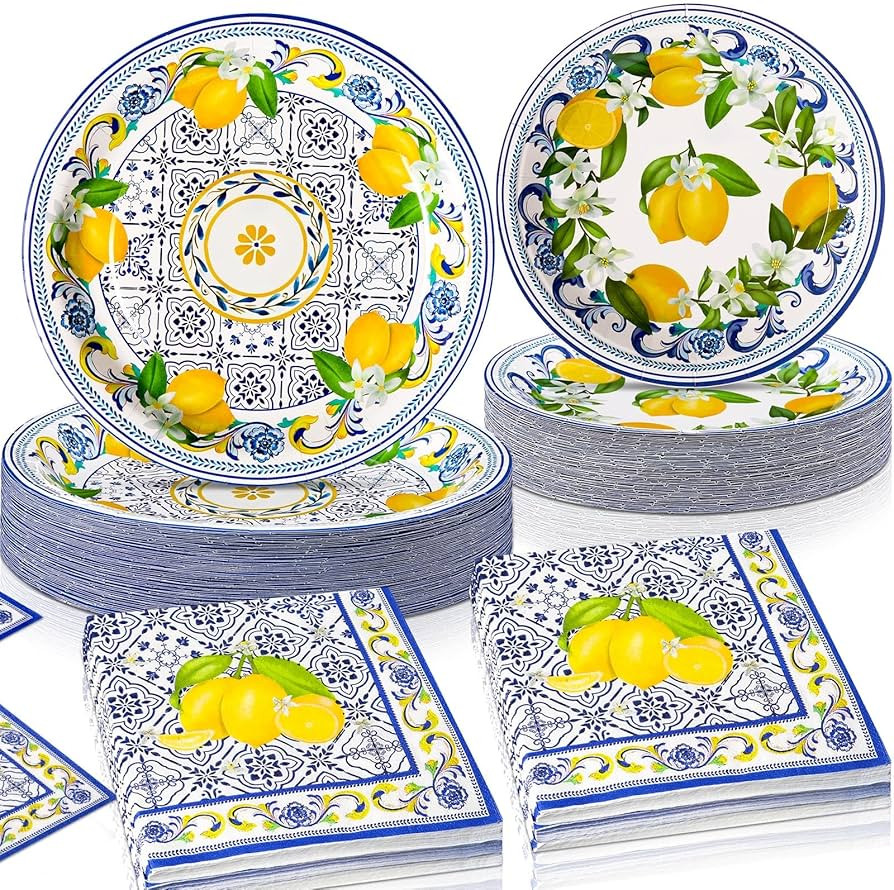 Potchen 180 Pcs Party Plates and Napkins 7'' and 9'' Paper Disposable Plates and Napkins Mexican ... | Amazon (US)