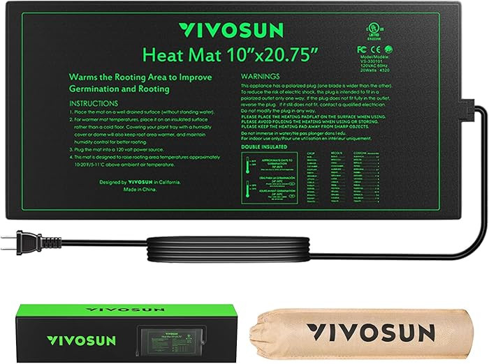 VIVOSUN Durable Waterproof Seedling Heat Mat 10" x 20.75" UL & MET-Certified Warm Hydroponic Heat... | Amazon (US)