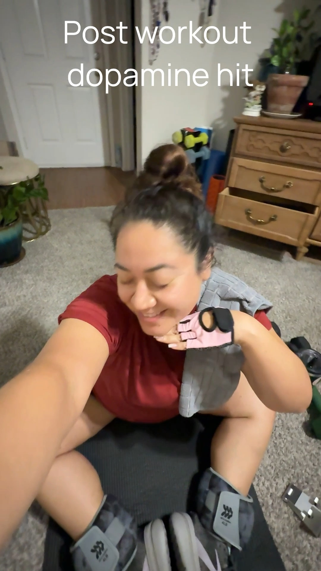 So excited to be lifting weights at home, in the morning before my day gets started. Even more happier than my dog can be here to count all my reps out!

#LTKOver40 #LTKActive #LTKSeasonal